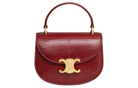CELINE Besace Lizard Skin Shoulder Bag Crossbody Bag Handbag Mini Women's Ruby Color