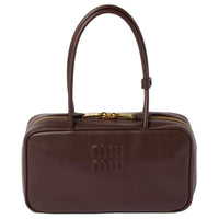 MIU MIU Beau Calfskin Handbag Medium Size Women's Heather Wood Color