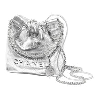 CHANEL Calfskin Hobo Bag Shoulder Bag Mini Women's Silver