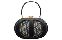 DIOR Oblique Jacquard Fabric Handbag Women's Black