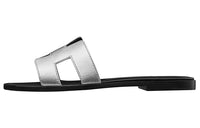 HERMES Oran Nappa Slide Slippers Women's Silver