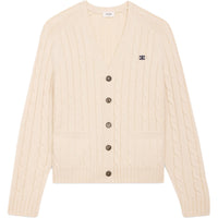 CELINE Cable knit Triomphe Cardigan In Cashmere