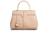 CELINE 16 Cow Leather Handbag Women's Beige