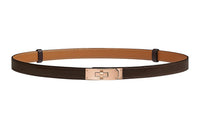 HERMES Avant-Garde Rose Gold Buckle Hunter Leather Belt Women's Ebony Width 1.8cm