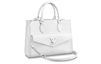LOUIS VUITTON Soft Grained Calfskin Tote Handbag Small Size Women's White