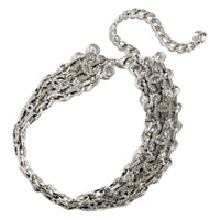 CHANEL Metal Rhinestone Crystal Necklaces Unisex Silver