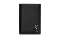 SAINT LAURENT Matte Leather Card Holder Wallet Card Clip Men's Black