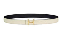 HERMES Leather Belts Women's Cream White/Black