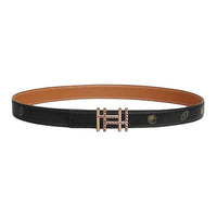 HERMES Rose Gold-Plated Leather Belts Unisex Black/Brown Width: 2.4cm