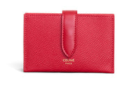 CELINE Grained Calfskin Card Holder Women's Red