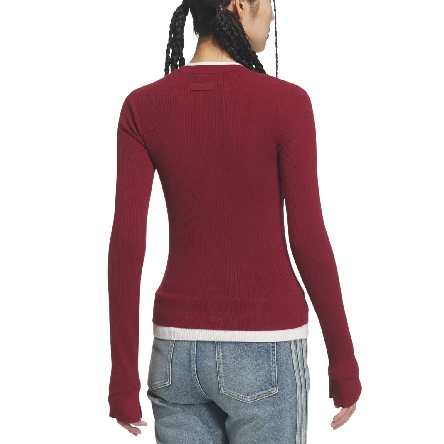 (WMNS) adidas Premium 3S Button Sweatshirt 'Collegiate Burgundy' KS5332