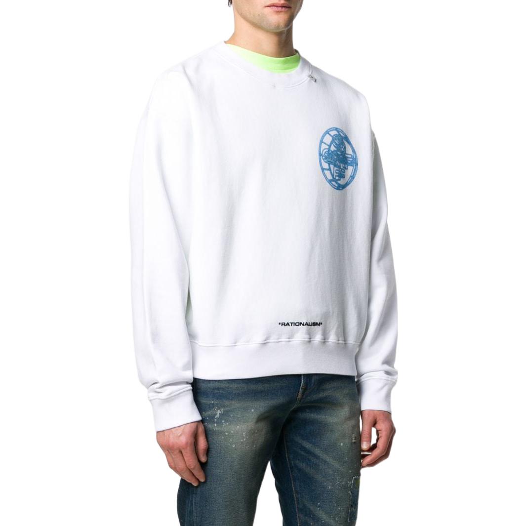 Men's Off-White SS22 Solid Color Logo Printing Round Neck Pullover Version White OMBA035R20E300030188