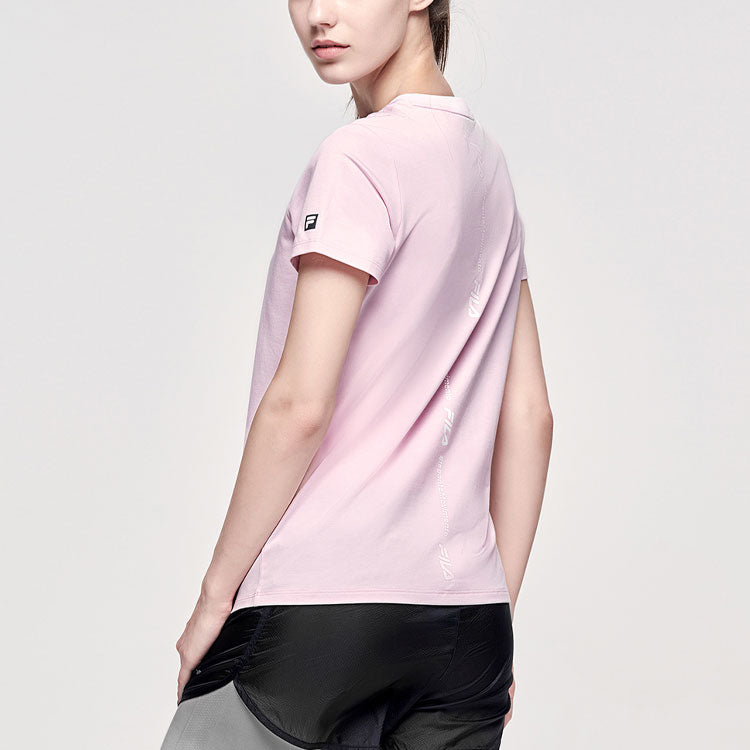(WMNS) FILA Running Alphabet Logo Short Sleeve Pink A11W122104F-PK