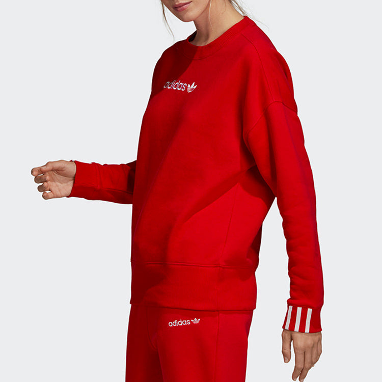 (WMNS) adidas originals Round Neck Pullover Red DU7192