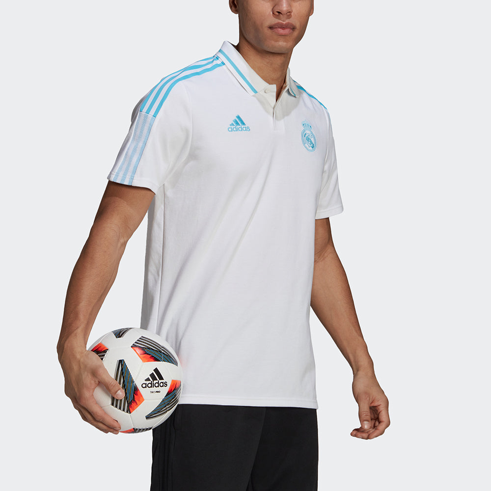 adidas Real Polo Real Madrid Soccer/Football Sports Short Sleeve Polo Shirt White GS0403