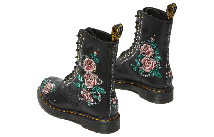 Dr.Martens 1490 Vonda Floral Leather Mid Calf Boots 'Black' 26982001