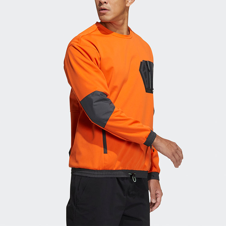 adidas Athleisure Casual Sports Fleece Lined Stay Warm Round Neck Pullover Orange Yellow GV3520