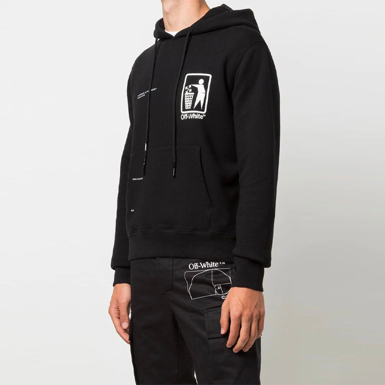 Off-White SS21 Printing hooded Long Sleeves Loose Fit Black OMBB034S21FLE0101001