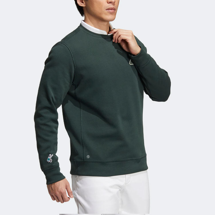 Men's adidas Logo Printing Round Neck Long Sleeves Pullover Green HG5784
