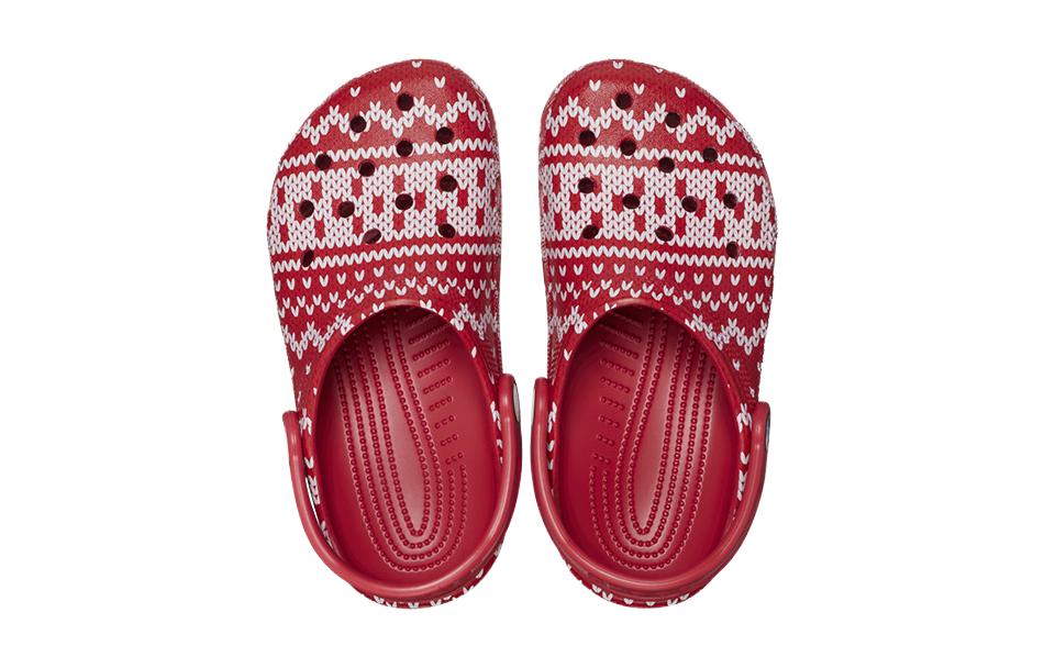 (GS) Crocs Classic Holiday Sweater Clogs 'Red White' 209221-90H