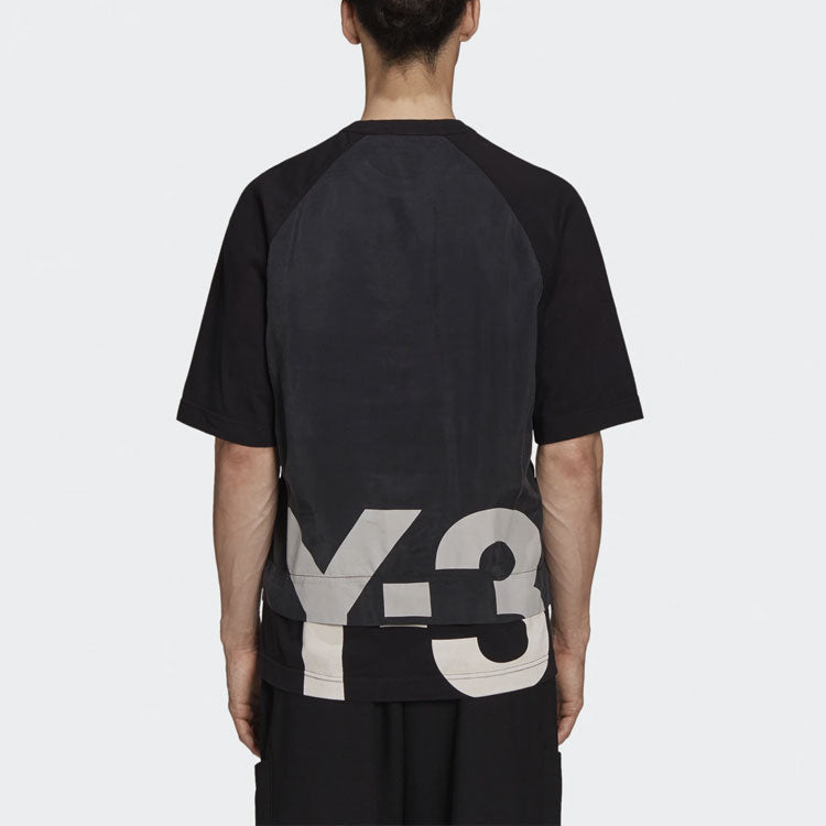 Men's Y-3 SS21 Rear Logo Printing Round Neck Short Sleeve Black T-Shirt GV6083