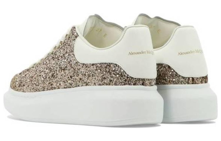 (WMNS) Alexander McQueen Larry Oversized Shoes 'Gold Glitter White' 736296W4VJ12228