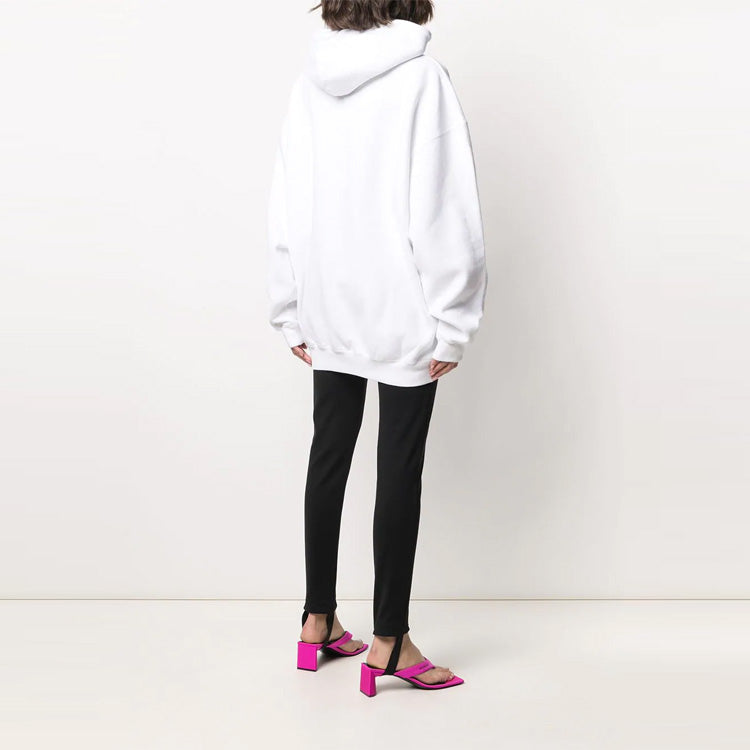 (WMNS) Balenciaga SS21 Small Label Logo Cotton Hoodie White 578135TJV859040