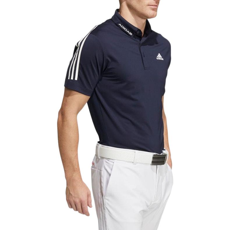 adidas Printing Logo Casual Stripe Short Sleeve Polo Shirt Blue HA3128