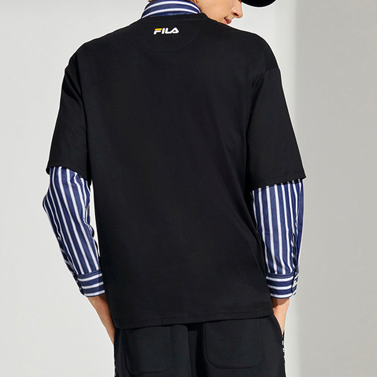 FILA FUSION Casual Loose Pullover Short Sleeve Black T11M112103F-BK