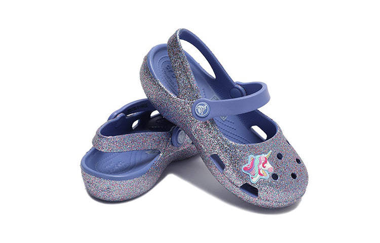 (PS) Crocs Outdoor Flat Heel Shiny Sports Blue Sandals 206370-434