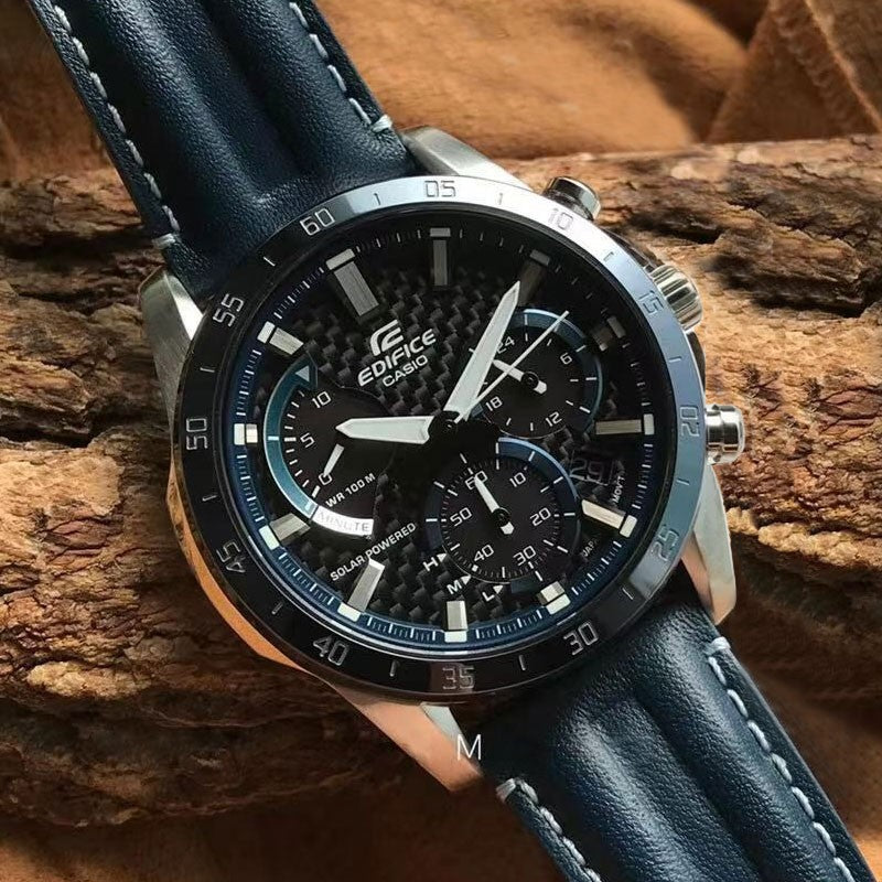 CASIO Waterproof Sports Shockproof Solar Powered EDIFICE Quartz Mens Blue Analog EQS-930BL-2A