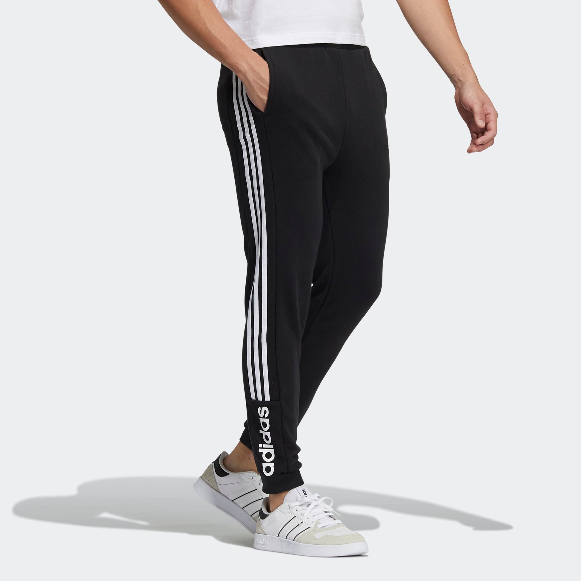Men's adidas neo Bse Pant Casual Breathable Sports Side Stripe Long Pants/Trousers Black HG9045