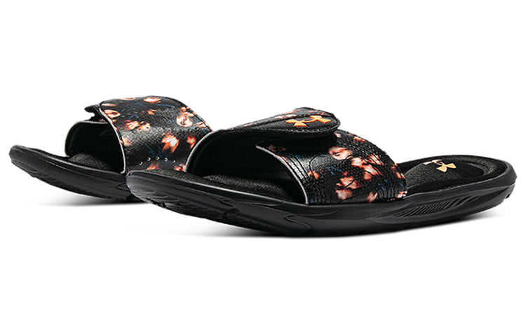 (WMNS) Under Armour Ignite 6 Graphic Strap Slide 'Black Afterglow' 3024453-006