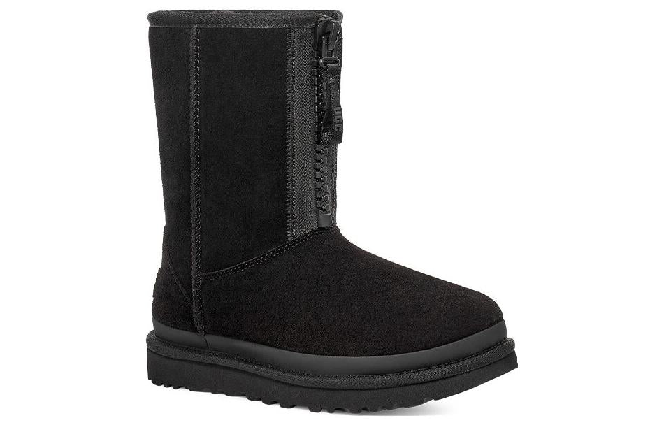 (WMNS) UGG Classic Short Zipper Tape Logo Boot 'Black' 1144035-BLK