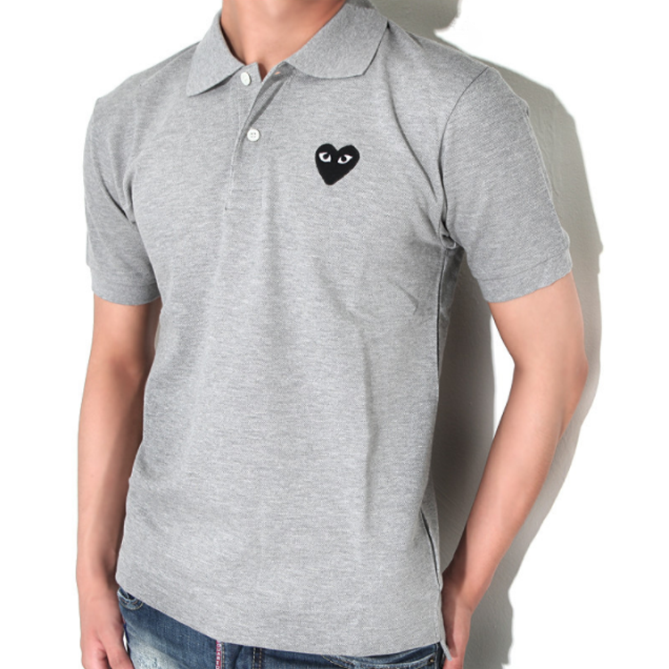 COMME des GARCONS PLAY Polo Black Emblem 'Grey' AZ-T078-051-1