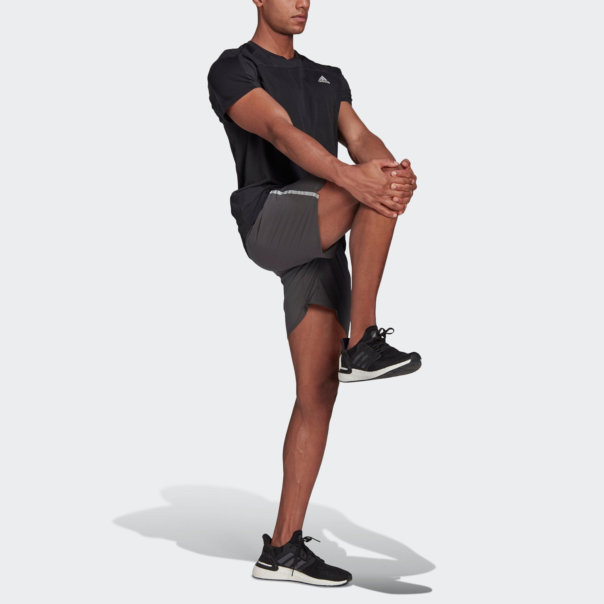 adidas Heat Rdy Tee Colorblock Reflective Logo Running Sports Short Sleeve Black GK4301