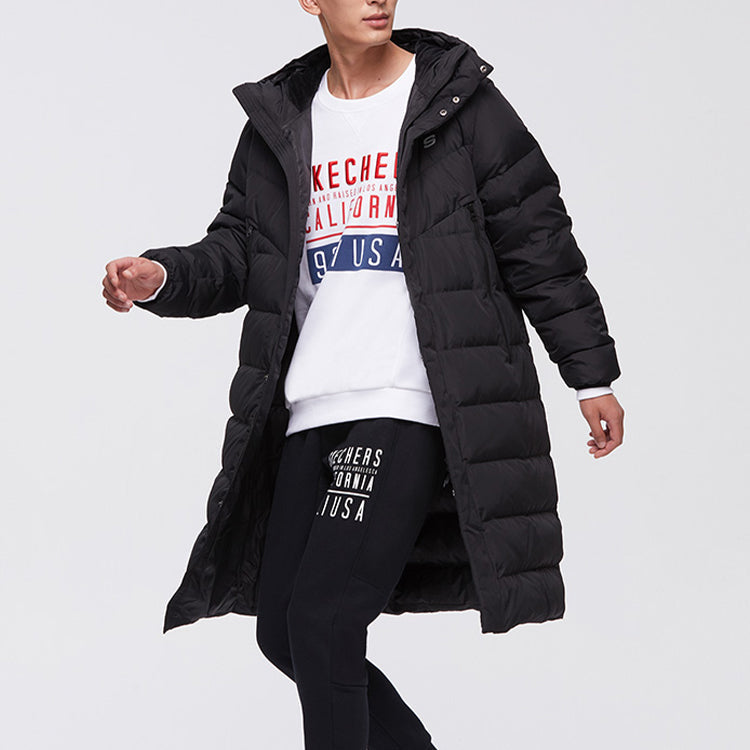 Skechers Medium-Length Woven Down Jacket 'Black' L419M090