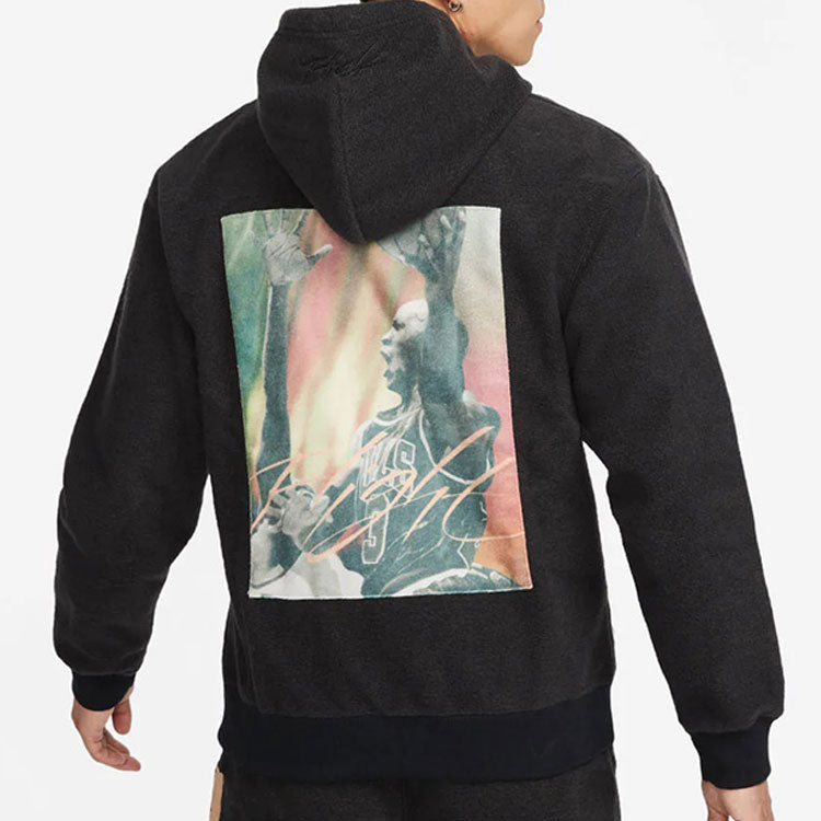 Men's Air Jordan Hooded Casual Printing Sports Plush Pullover Autumn Black DC9585-010