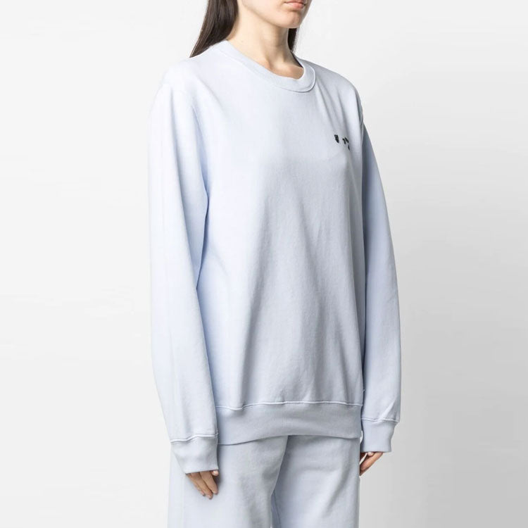 (WMNS) Off-White SS21 Chest Logo Embroidered Round Neck Light Blue Hoodie OWBA055S21JER0063610