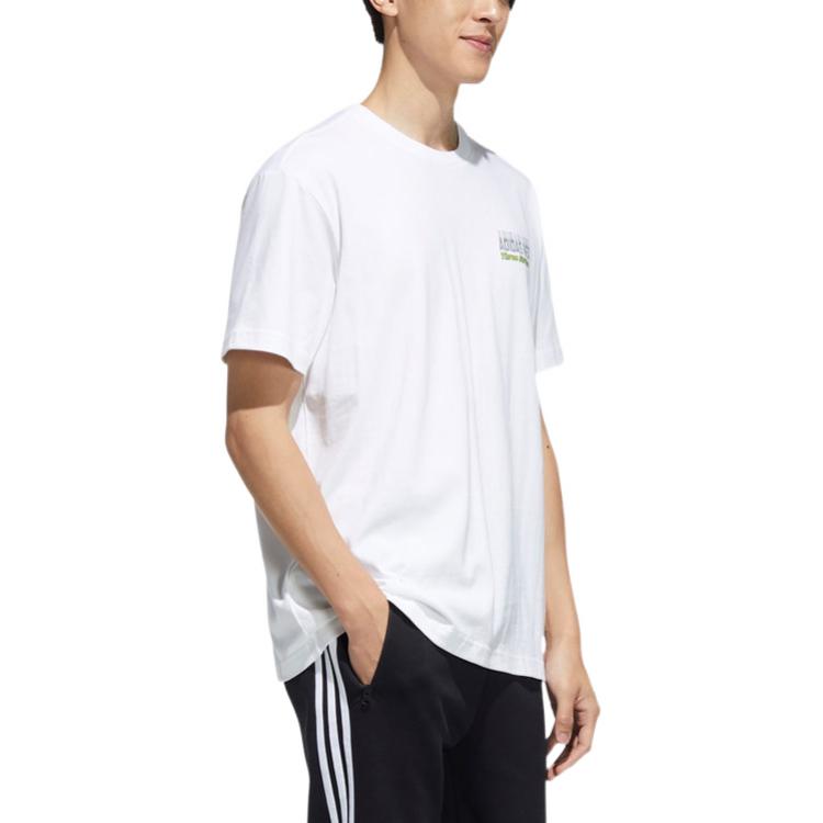 Men's adidas neo Alphabet Micro Mark Round Neck Short Sleeve White T-Shirt HC9664