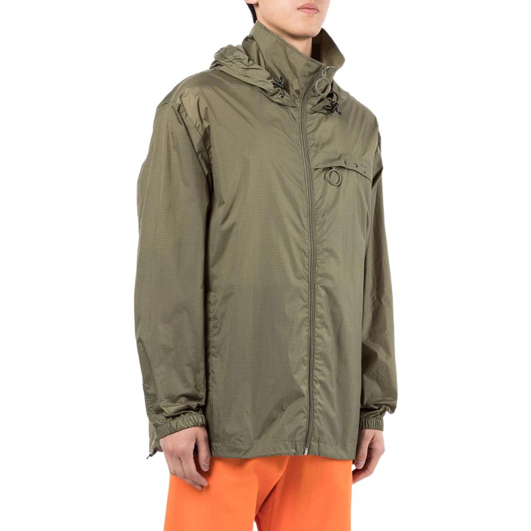 Men's Off-White FW22 Logo Printing Mid-Length Trench Coat Jacket Green OMEB014F21FAB0015510