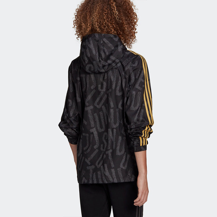 adidas JUVE WINDBREAKR Juventus Soccer/Football Sports Hooded Jacket Black FR4220