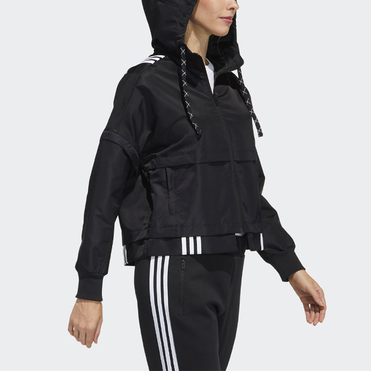 (WMNS) adidas Str Jkt Light Sport Patchwork Hooded Jacket For Black GT4404