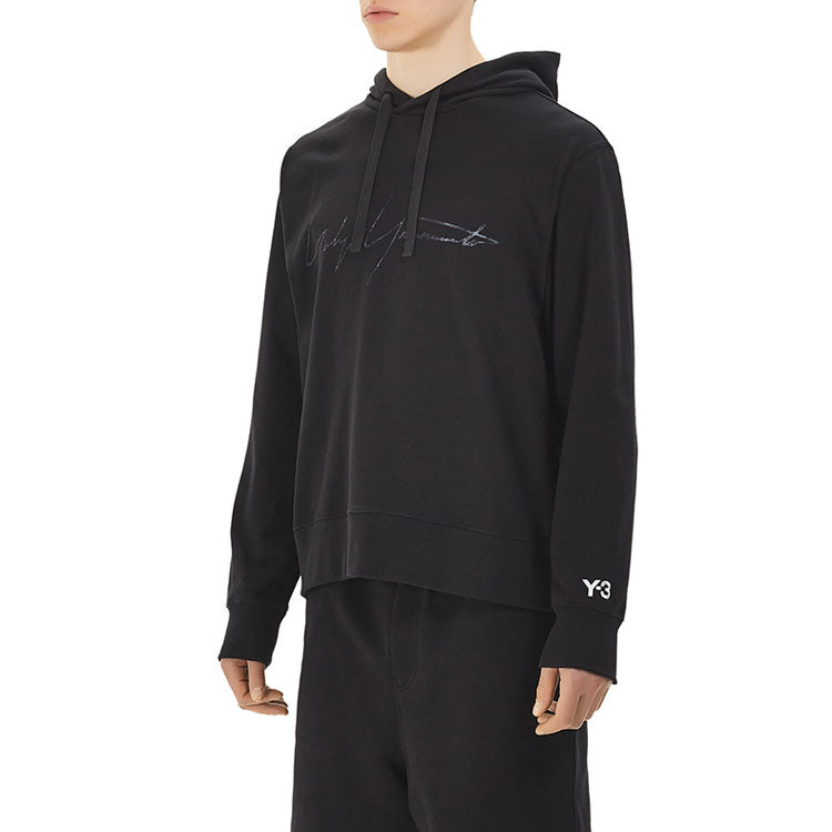 Men's Y-3 Drawstring Hooded Long Sleeves Casual Black FP8691