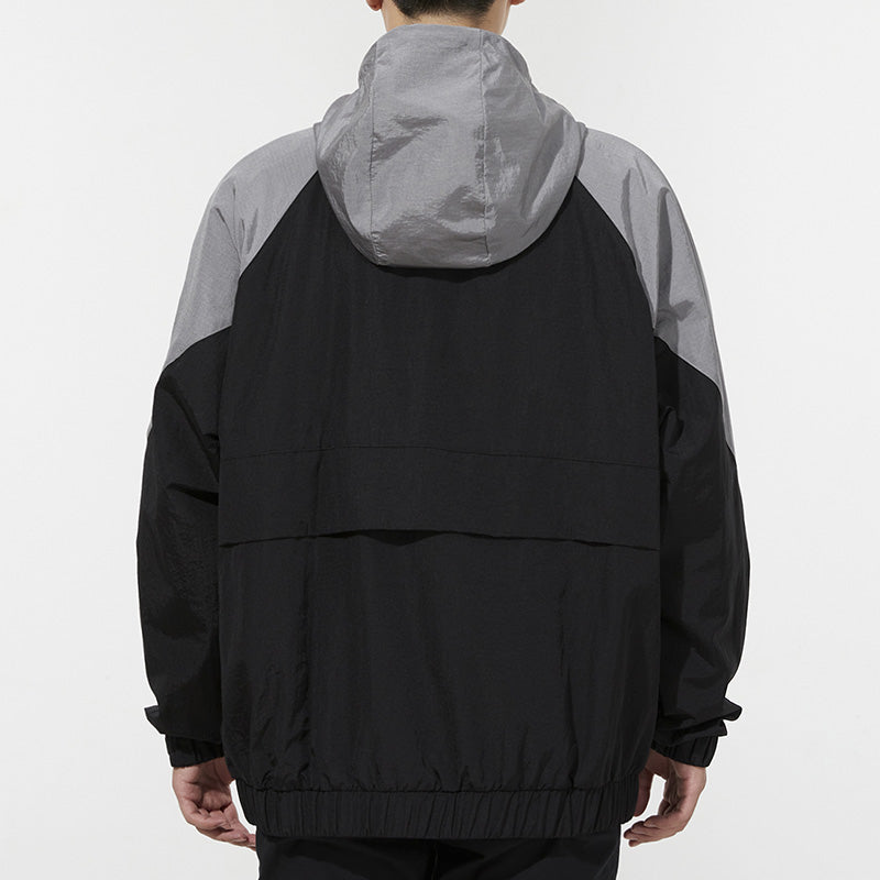 Men's adidas originals Contrasting Colors Raglan Sleeve Woven Hooded Jacket Black HC0328