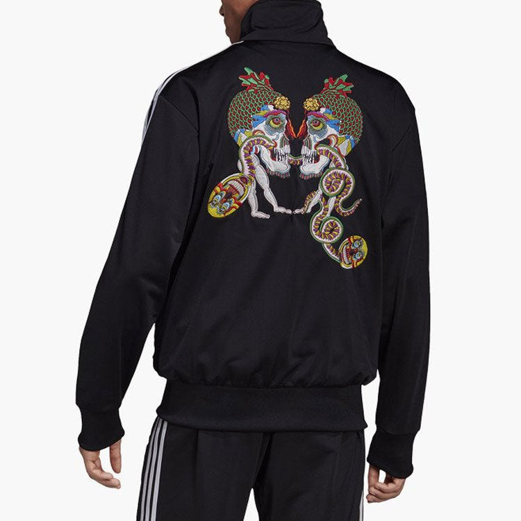 adidas originals Stripe Printing Sports Jacket Black DY3856