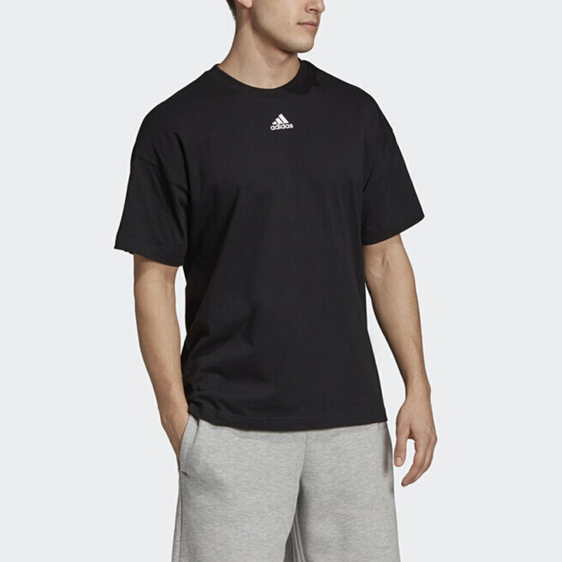 adidas M Mh 3S Tee Stripe Sports Training Round Neck Short Sleeve Black EB5277