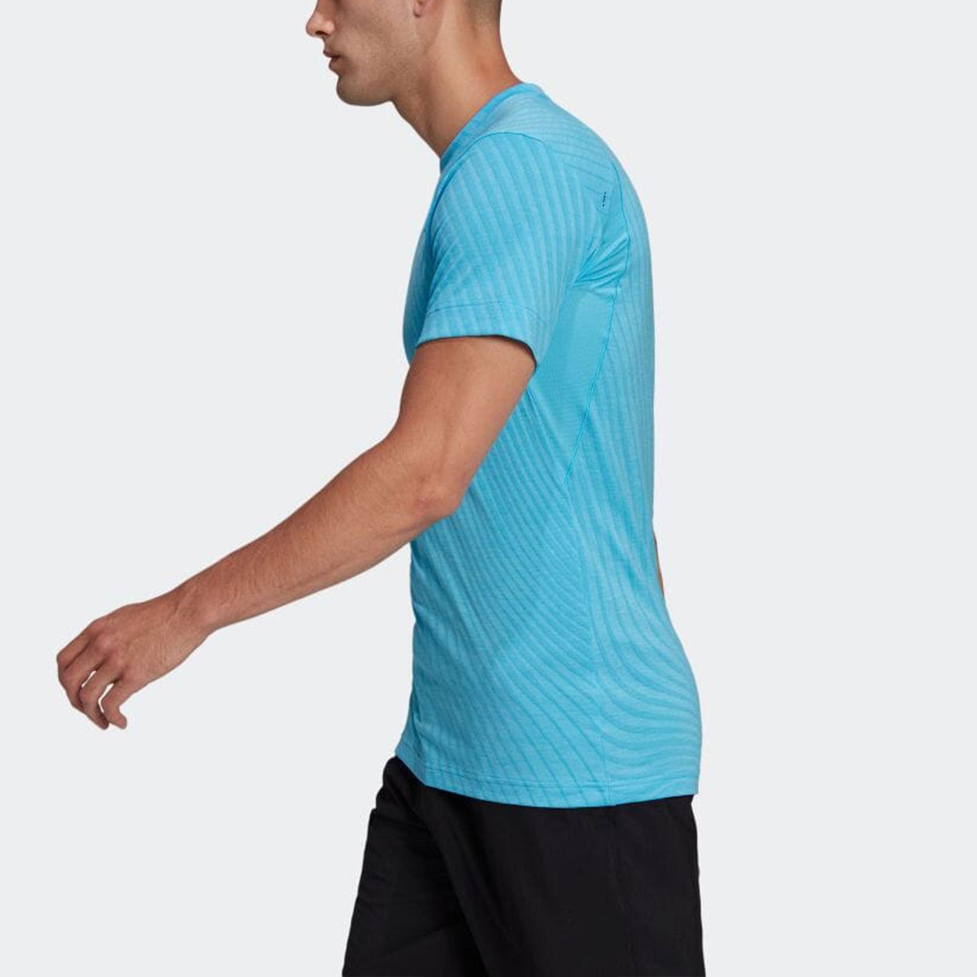 adidas Solid Color Logo Printing Round Neck Short Sleeve Blue HB9145
