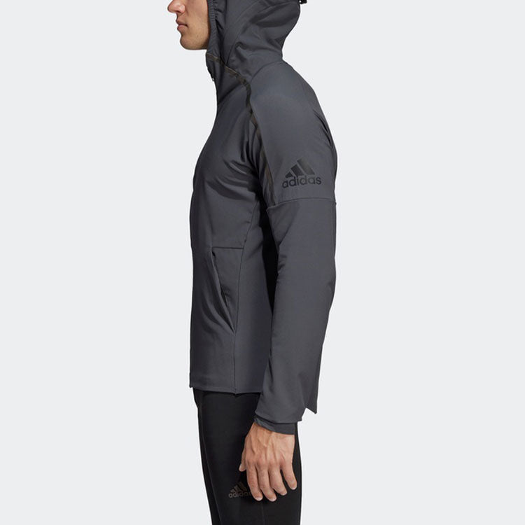 adidas Running Training Windproof Woven Hooded Jacket Gray CY5483