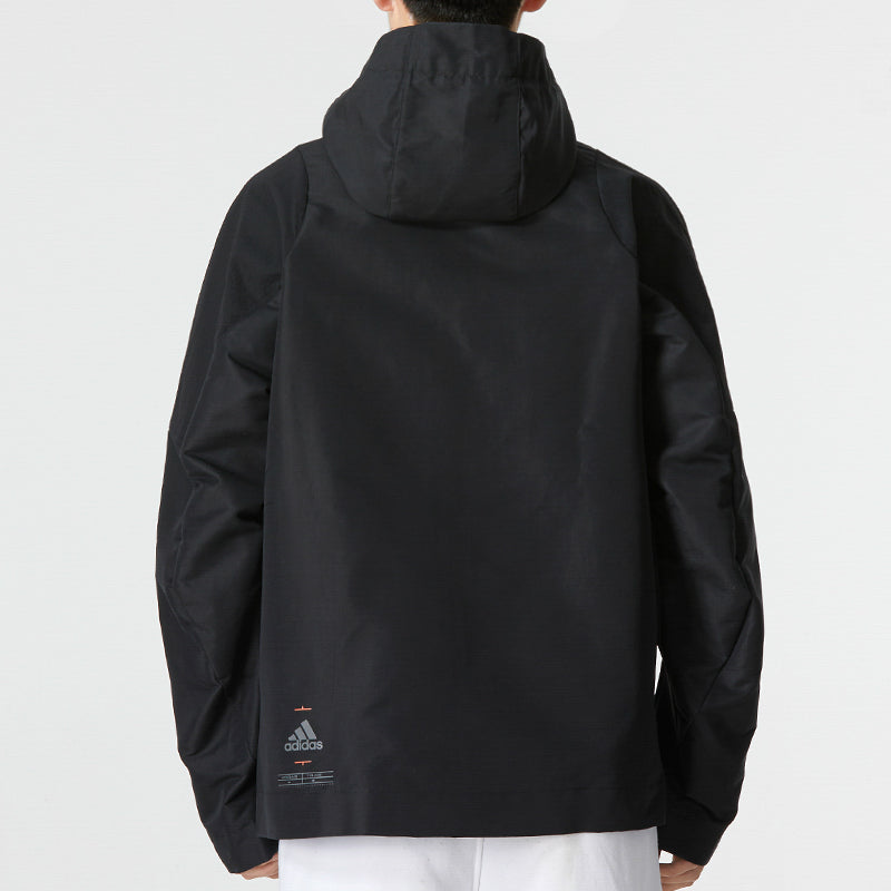 Men's adidas Th Commmtek Wvjk Solid Color Athleisure Casual Sports Hooded Jacket Black HR4438